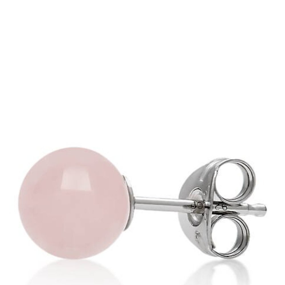 Sterling Silver Rose Quartz Stud Earring - Picture 4 of 4